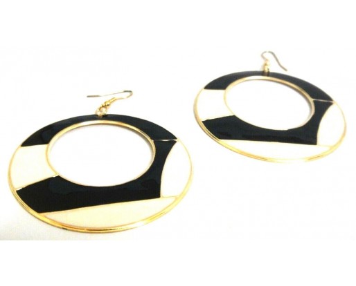 BLACK WHOOPTY HOOP Earrings Drop Long Dangling Hook Classy Fashion Women P4